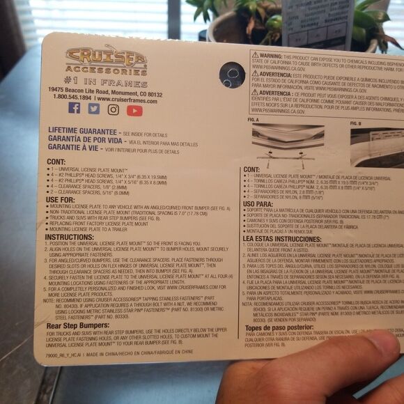 Universal License Plate Tag Holder - Mounting Bumper Kit Bracket 79000 - Picture 4 of 6